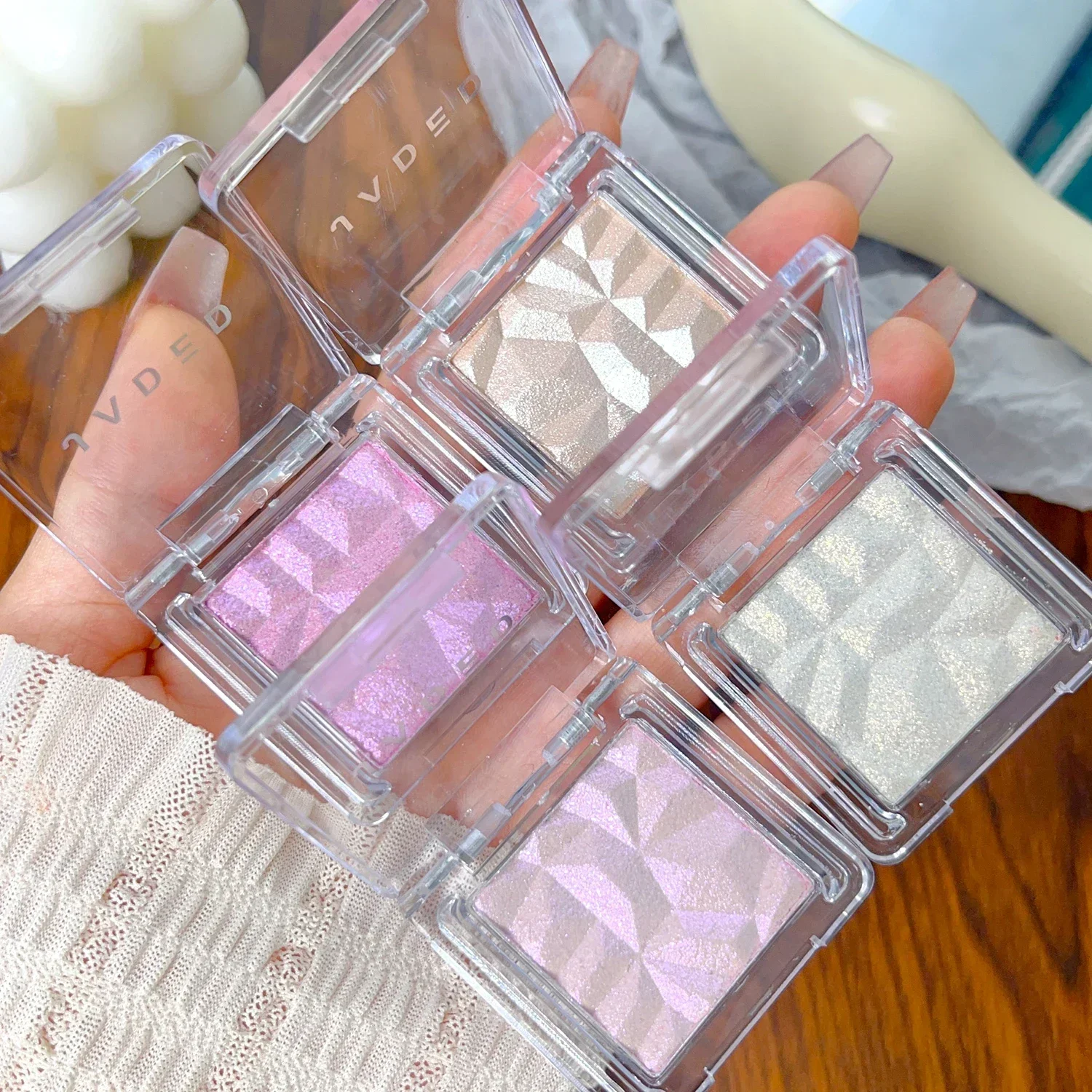 Glitter Highlighter Eyeshadow Palette Monochrome Diamond Moonlight High Gloss Purple Eyeshadow Powder Makeup Contouring Cosmetic eye shadow eye shadow plate glitter makeup accessories makeup highlighter