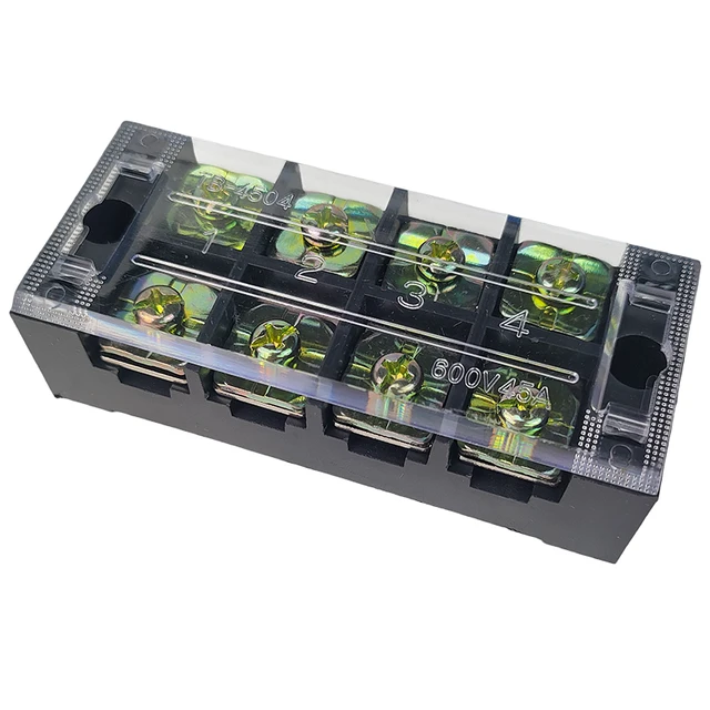 1Pcs TB4504 45A 600V Dual Row Barrier Screw Terminal Block Strip Wire Connector Insulated DIY Electrical Fix Fence High Quality 2