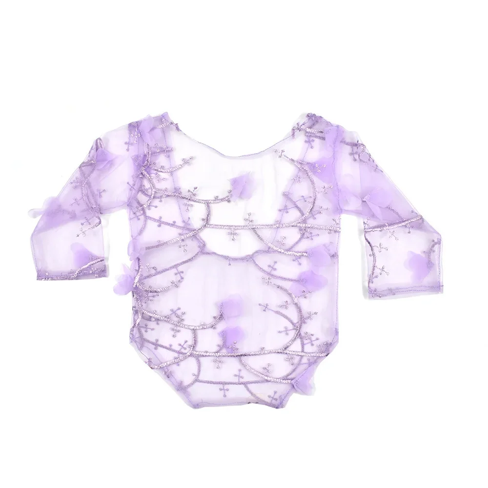 Newborn Photography Clothing Mesh Embroidered Petal Romper Boys and Girls Take A Picture Dress Chiffon Lace Petalage Costume newborn photography clothing boys and girls pure cotton knitted hooded weaved bodysuit baby harper studio take photos photo