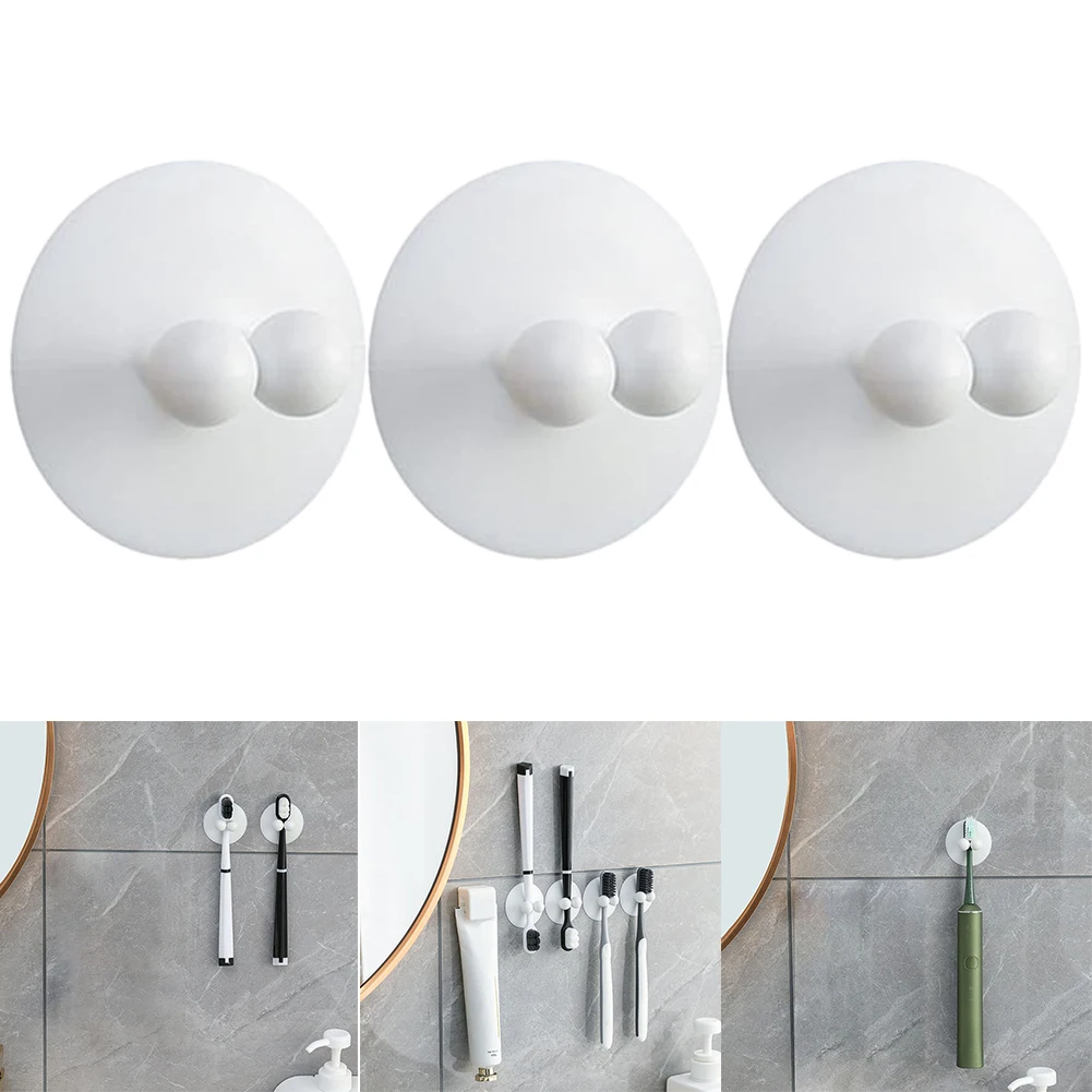 3PCS Punch-free Wall-Mounted Storage Hook With Suction Cup Universal Groceries Storage Rack Toothbrush Holder Drop Shipping