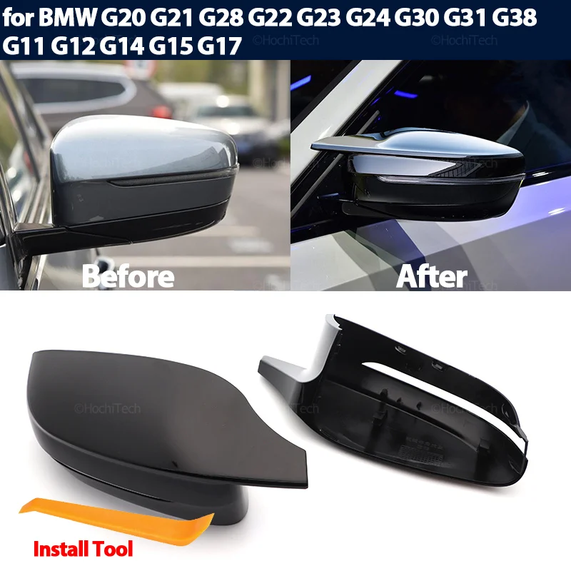 

Carbon Fiber Style Black Side Mirror cover for BMW 3 4 5 7 8 Series G20 G21 G28 320d 330e 330i G30 G38 G11 G12 G15 G16 M4 Look