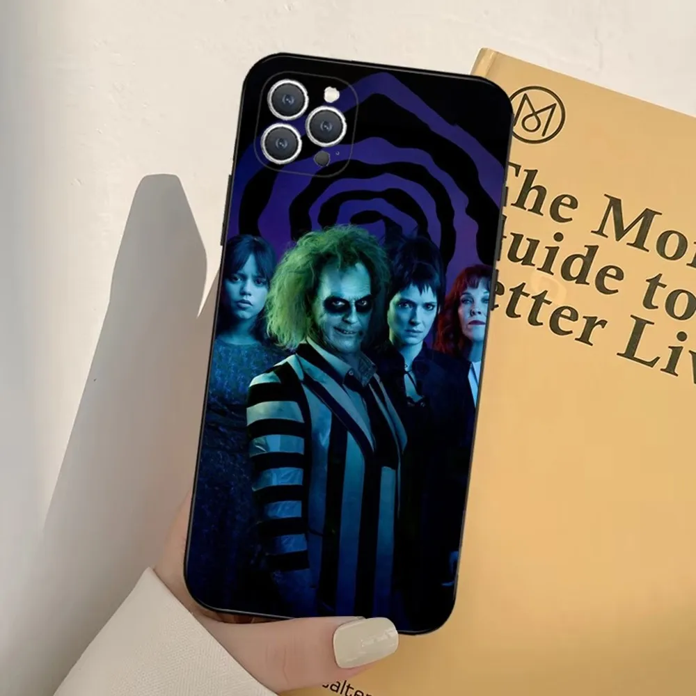 thumbnail image 1 of Funda para teléfono B-Beetlejuice 2 para iPhone 16, 15, 14, 13, 12, 11, Pro, X, XS, Max, XR, Plus, Mini, funda negra suave, 1 of 4