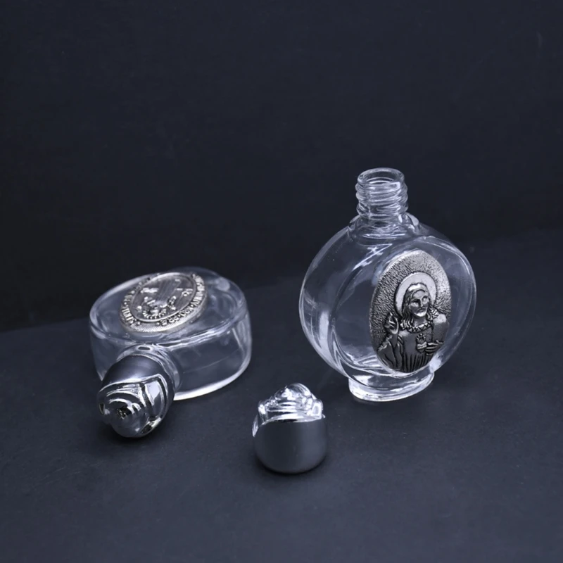 Glass Holy Water Bottle 15ml Empty Bottles Religious Christian Baptism Supplies Refillable Container for Church