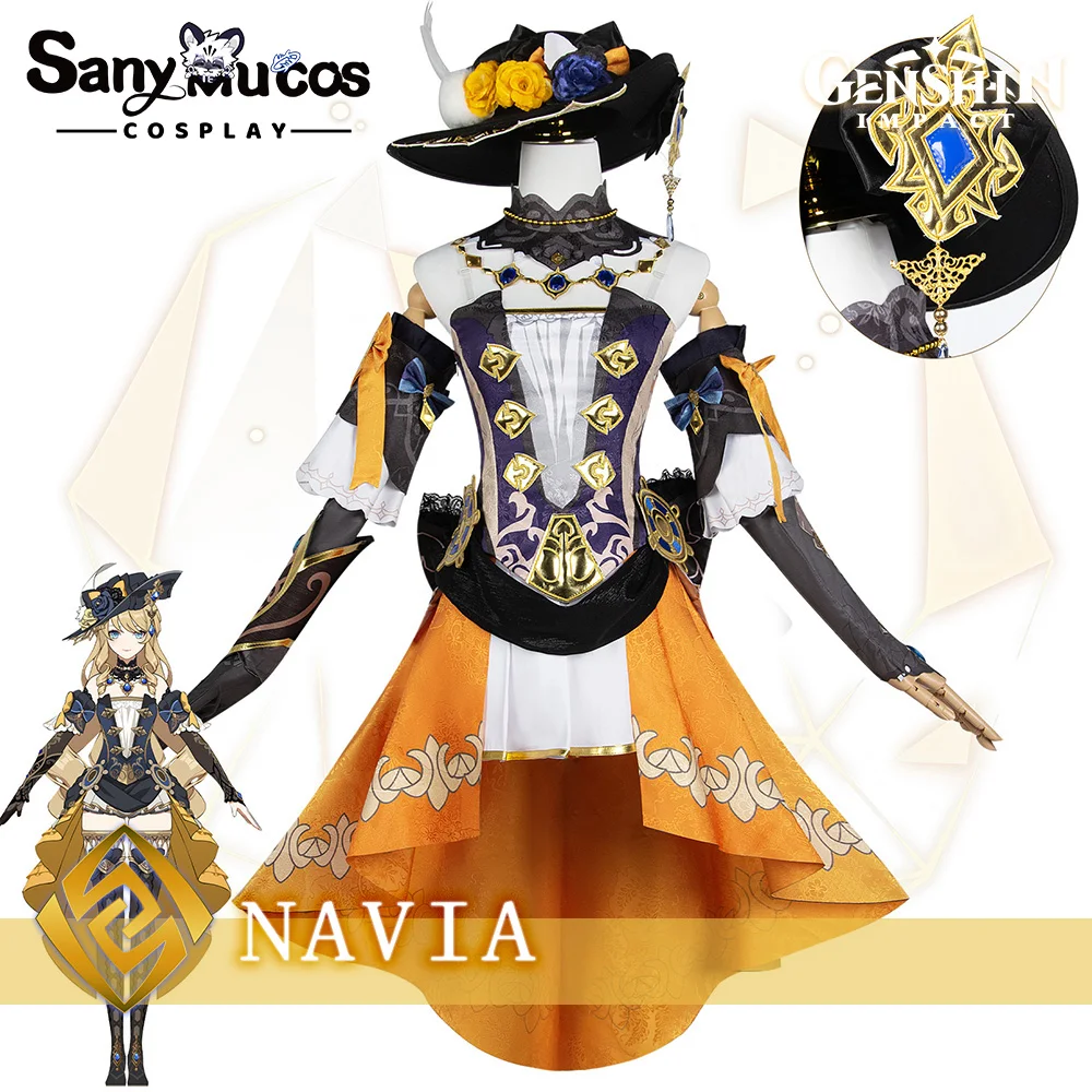 

【48H To Ship】SanyMuCos Genshin Impact Cosplay Halloween Party Clothes Short Dress Fontaine Navia Cosplay Costume Plus Size