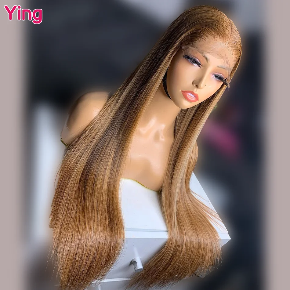 Ying Highlight Honey Blonde 5x5 Transparent Lace Wig Straight 13x4 Lace Front Wig PrePlucked With Baby Hair 13x6 Lace Front Wig