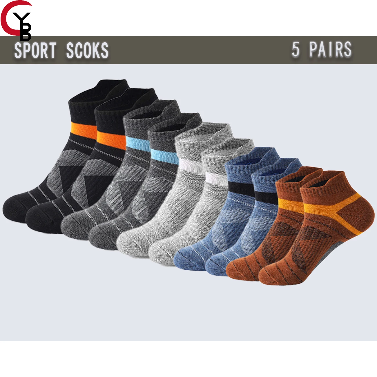 

5 Pairs Ankle Compression Sock for Men and Women， Running Sock with Ankle Support for Basketball、Badminton、Cycling