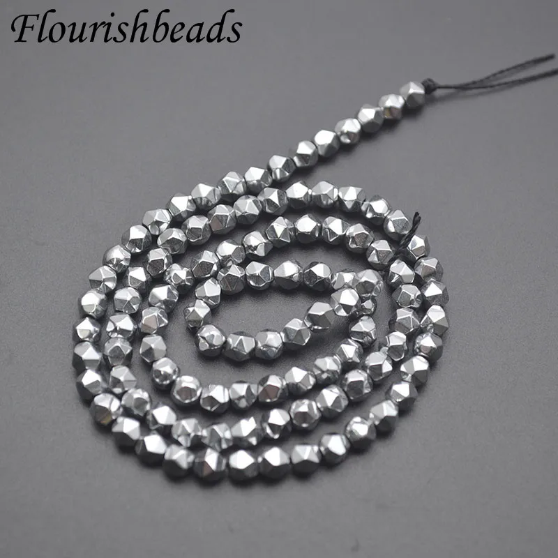 

4mm Silver Color Faceted Hematite Stone Loose Spacer Beads for Jewelry Making DIY Bracelet Accessories 10 Strands/lot