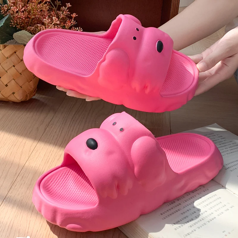 Tongs de plage à semelle épaisse pour femmes, motif dessin animé