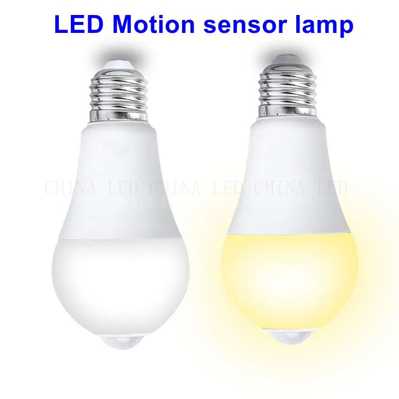 PIR 모션 센서 LED 캐비닛 전구, 12W, 15W, 18W, 20W, E27, 220V, 황혼의 여명 야간 조명, 계단 통로 복도 비상 램프