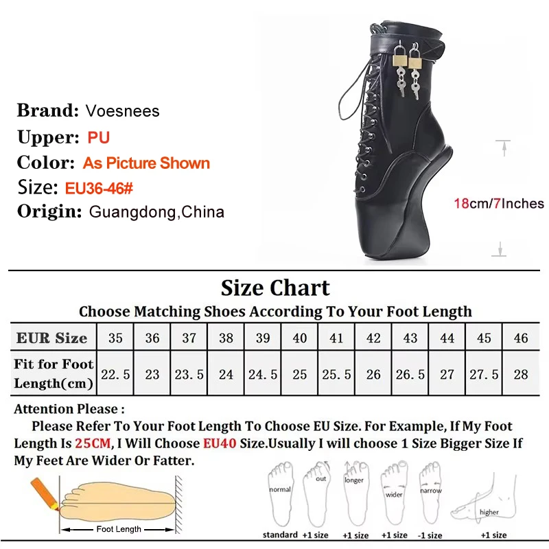 Short Ballet Boots 7" Wedge Heel Lock Wrap Strap White Ankle Boots Fashion Sexy Fetish Lockable Padlocks 18CM Hoof Heel Shoes