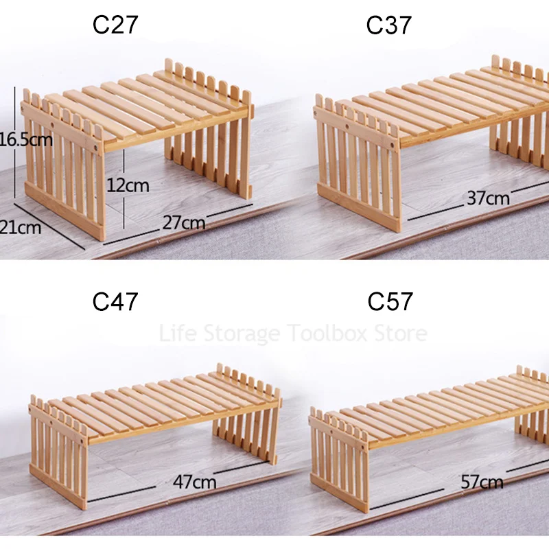 Description Picture 2 of itemBamboo Flower Display Stand Rack Household Plant Shelf Desktop Storage Rack Holder Wooden Shelf Indoor Plant Flowerpot Organizer