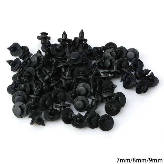 50pcs / Set 8mm Loch Kunststoff Nieten Befestigung Push Clips Schwarz für Auto  Auto Kotflügel