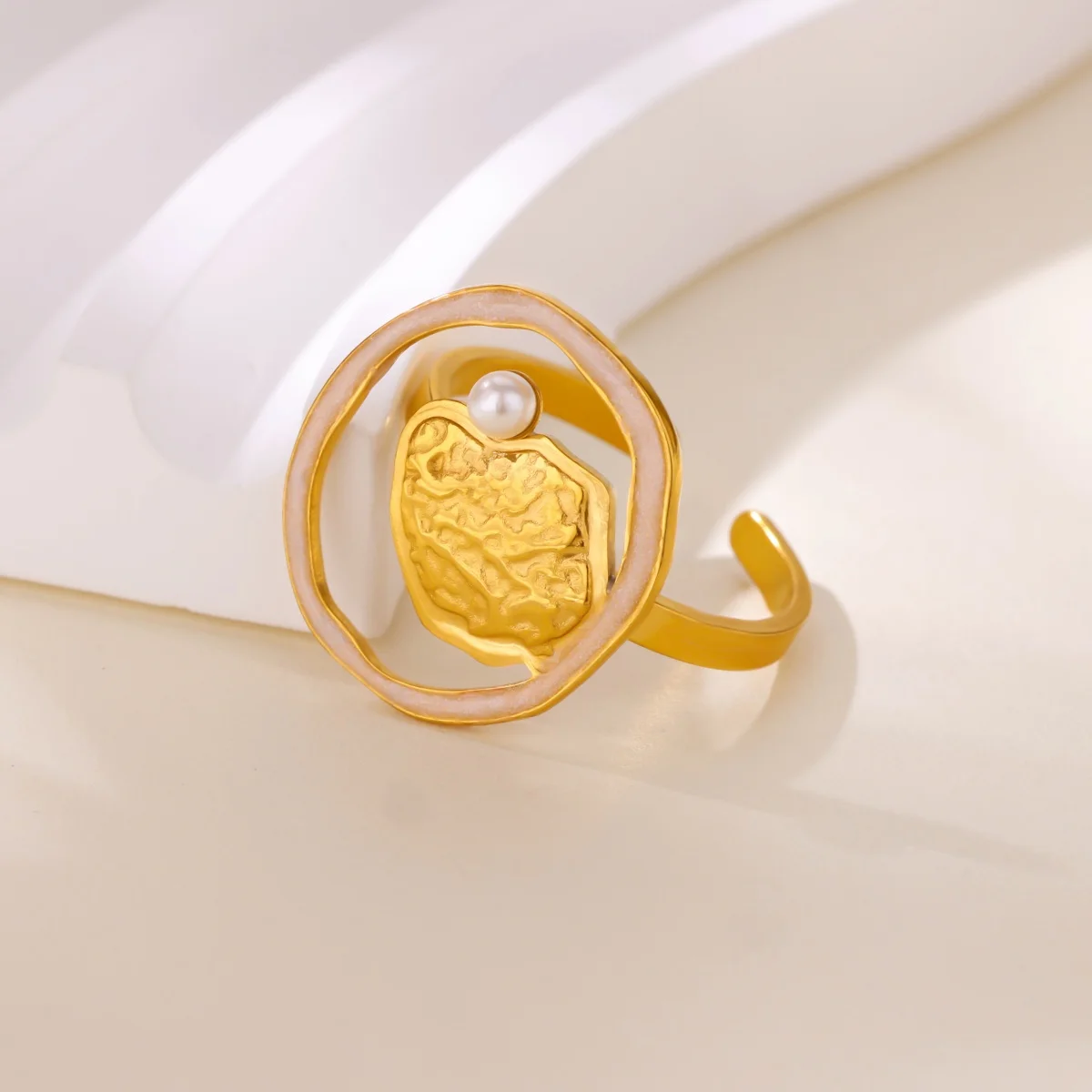 Geometric Imitation Pearls Rings For Women