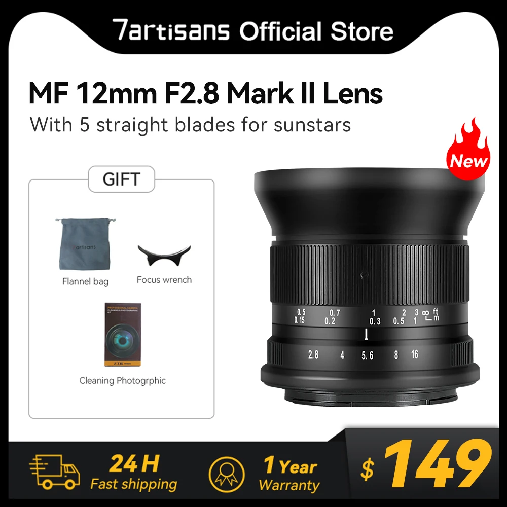 Objectif 7Artisans 10mm F3.5 Pour Appareils Photo Sans Miroir APS-C - Grand Angle 108°, Léger 125g - Style Vintage