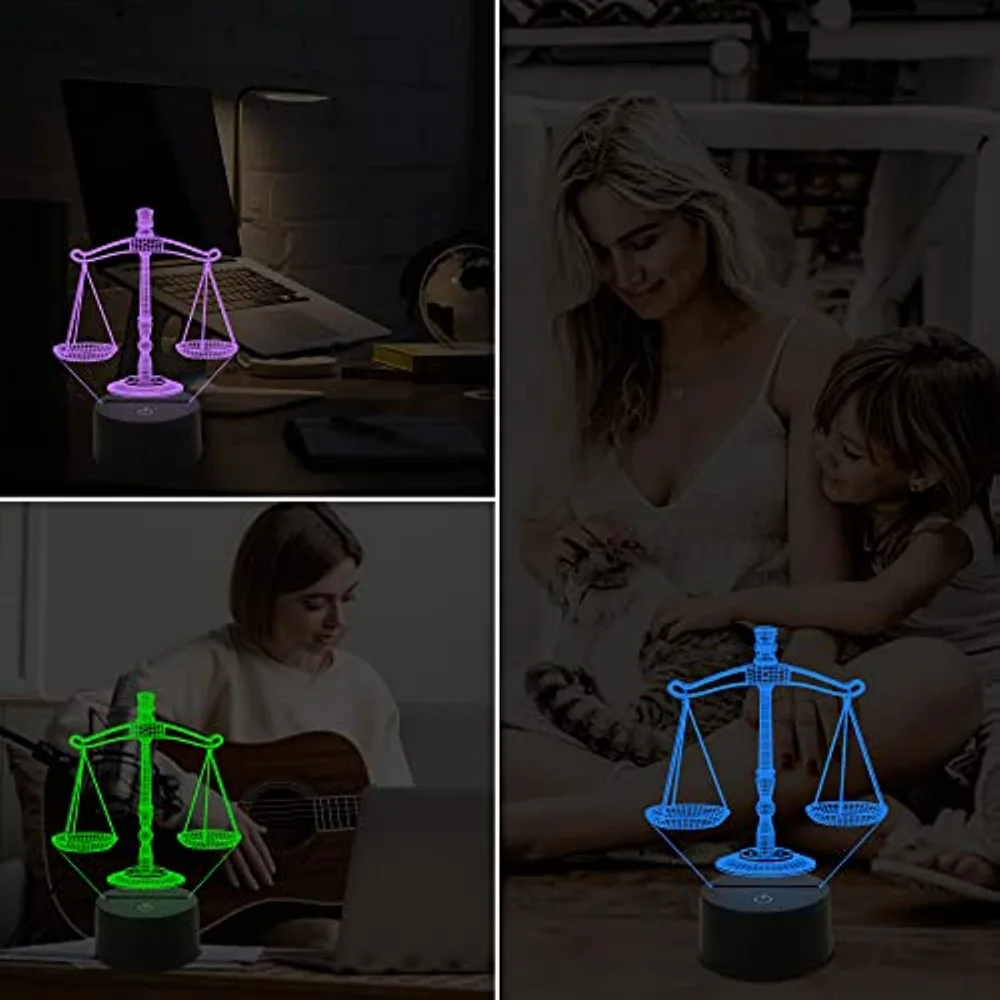 법적인 밸런스 LED 야간 조명, 7 가지 색상 변경, USB 테이블 램프, 침실 장식, 어린이용 선물