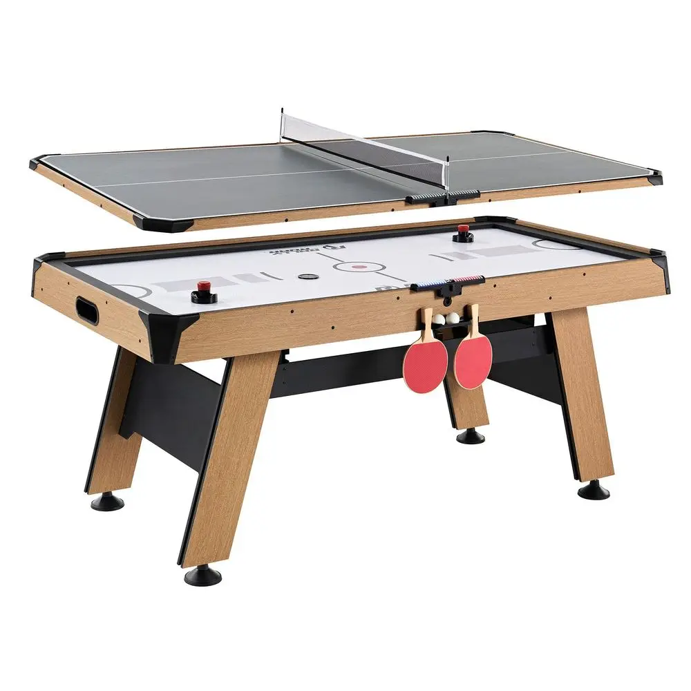 72 Inch Air Hockey Table with LED Scorer and Table Tennis Top