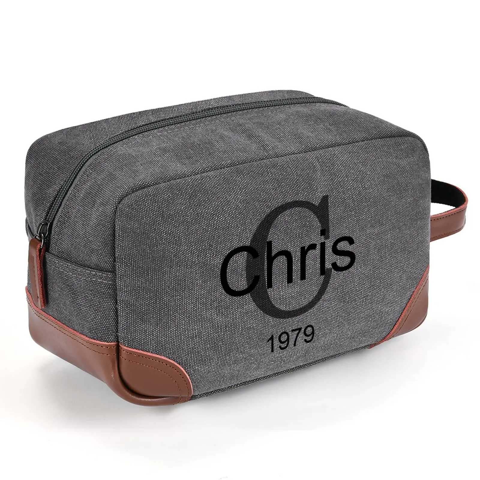 

Personalized Name Toiletry Bag Monogrammed Groomsmen Gift Washed Canvas Dopp Kit Embroidery Shaving Kit Men's Travel Case Pouch