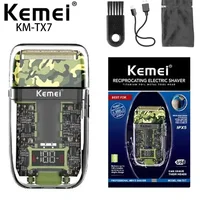Kemei KM-TX7 Transparent Fuselage 1200 mAh Lithium Battery Electric Shaver USB Rechargeable Waterproof Reciprocating Razor 1