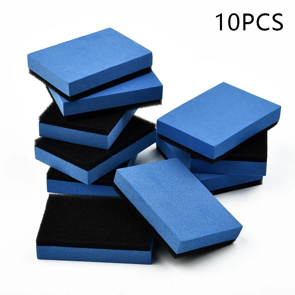

10pcs Car Ceramic Coating Sponge Applicator Glass Nano Wax Coat Sponges Blue Square Sponge And Cloth Car Cleaning Brush Set