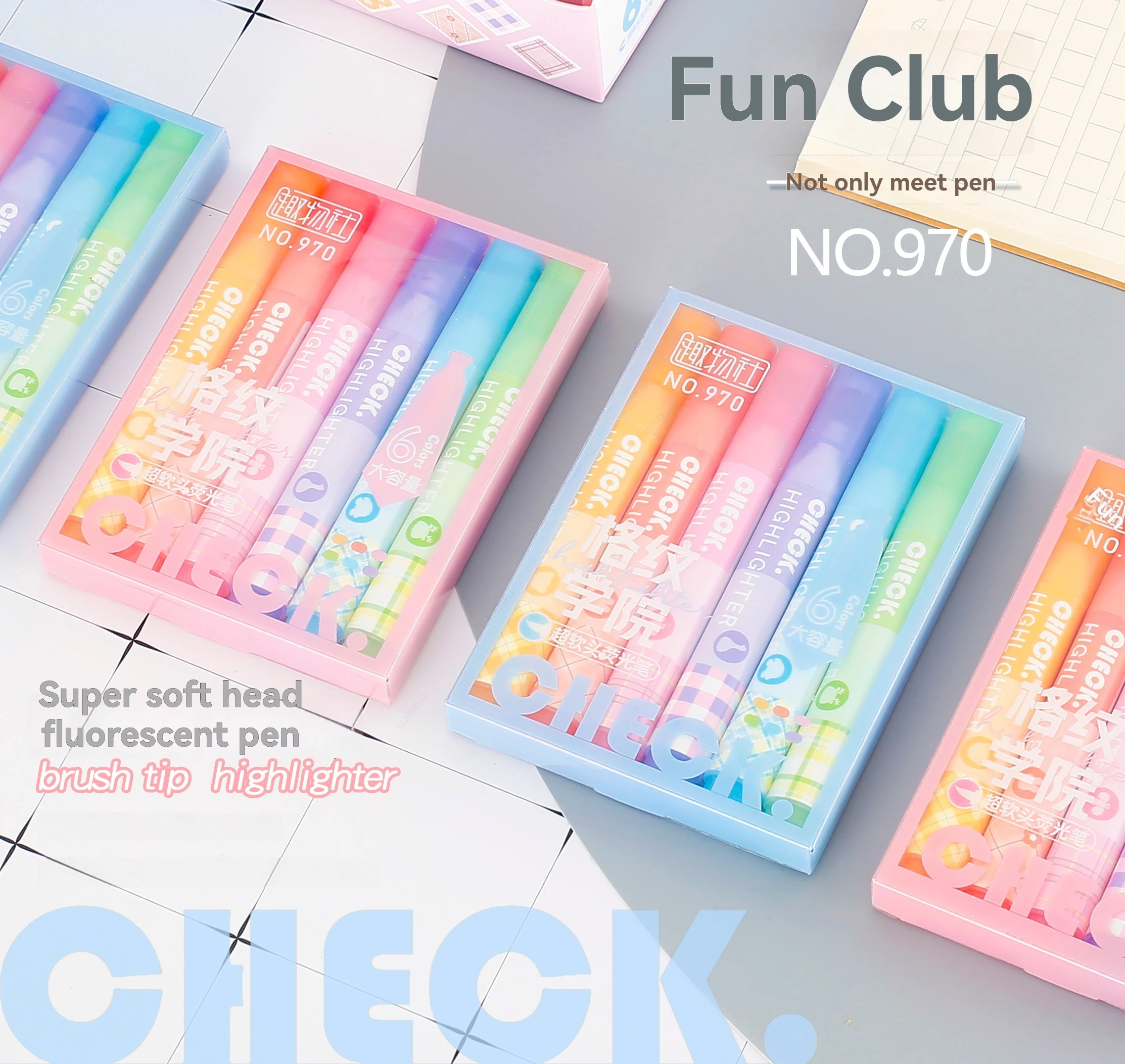 6 Stück karierte Oscar-Textmarker, Pinselspitze, pastellfarben, niedlicher Textmarker, verschiedene Farben, schnell trocknend, für Bibel, Tagebuch, Schule, Büro – Detail 1
