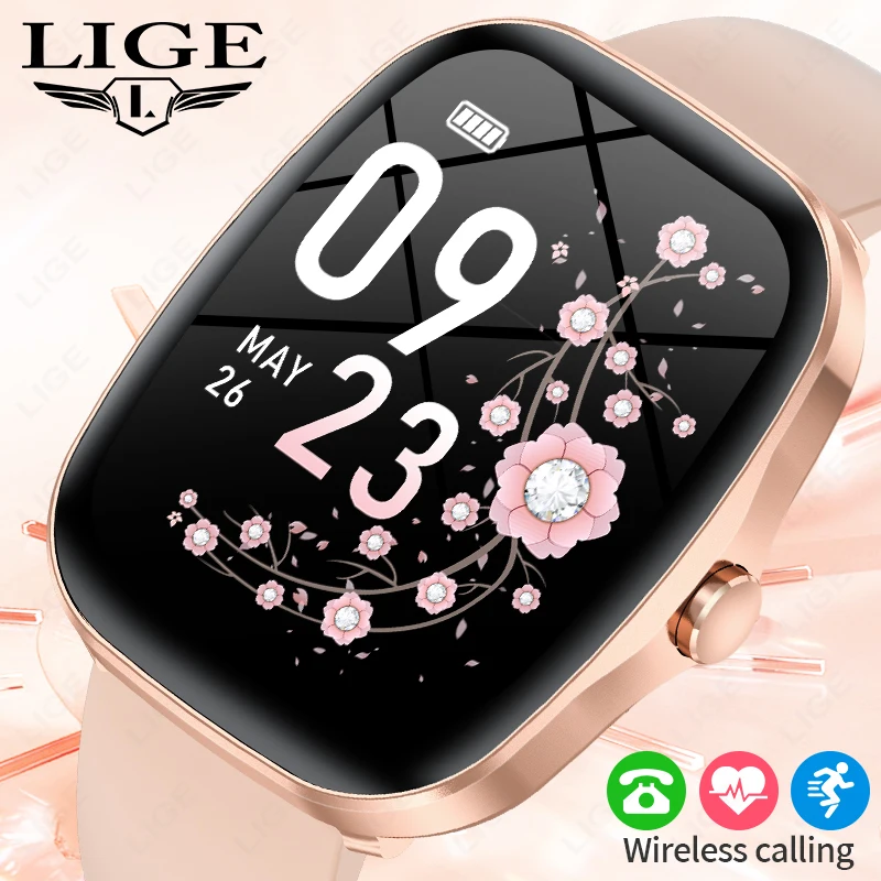 2026 Women Smartwatch HD Screen Bluetooth Call Sports Fitness Watches Heart Rate Monitor IP68 Waterproof Music Smart Watch Men 1
