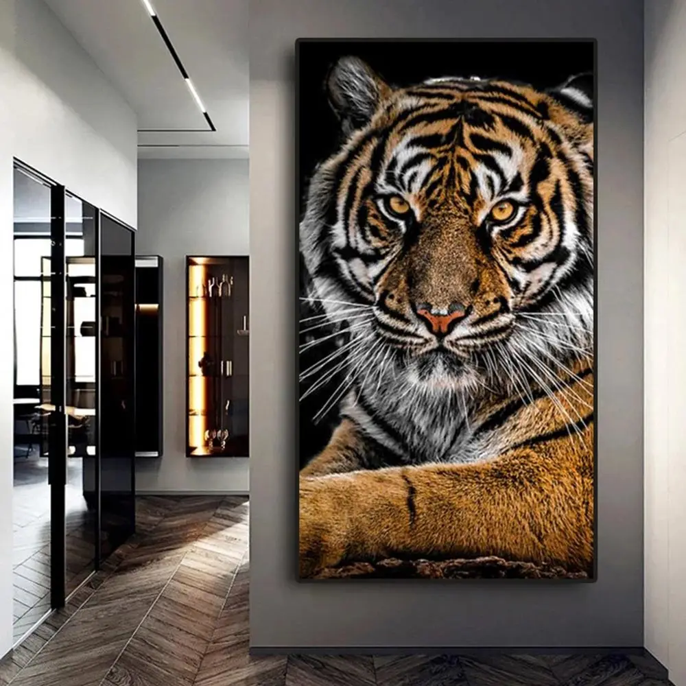 Large Size HD Wild Animals Canvas Painting Tiger Lion Posters and
