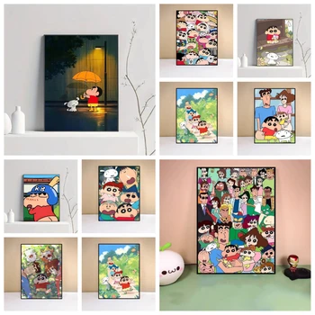 Crayon Shin-chan Happy Life - Pittura a Olio su Tela con Numeri, Decorazione per Casa, Soggiorno, Camera da Letto, Regalo Fatto a Mano, Senza Cornice