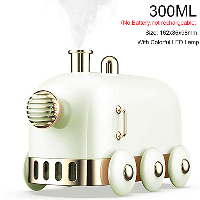 Ultrasonic Humidifier Retro Mini Train USB Aroma Air Diffuser Essential Oil Mist Maker Fogger With Color LED Light