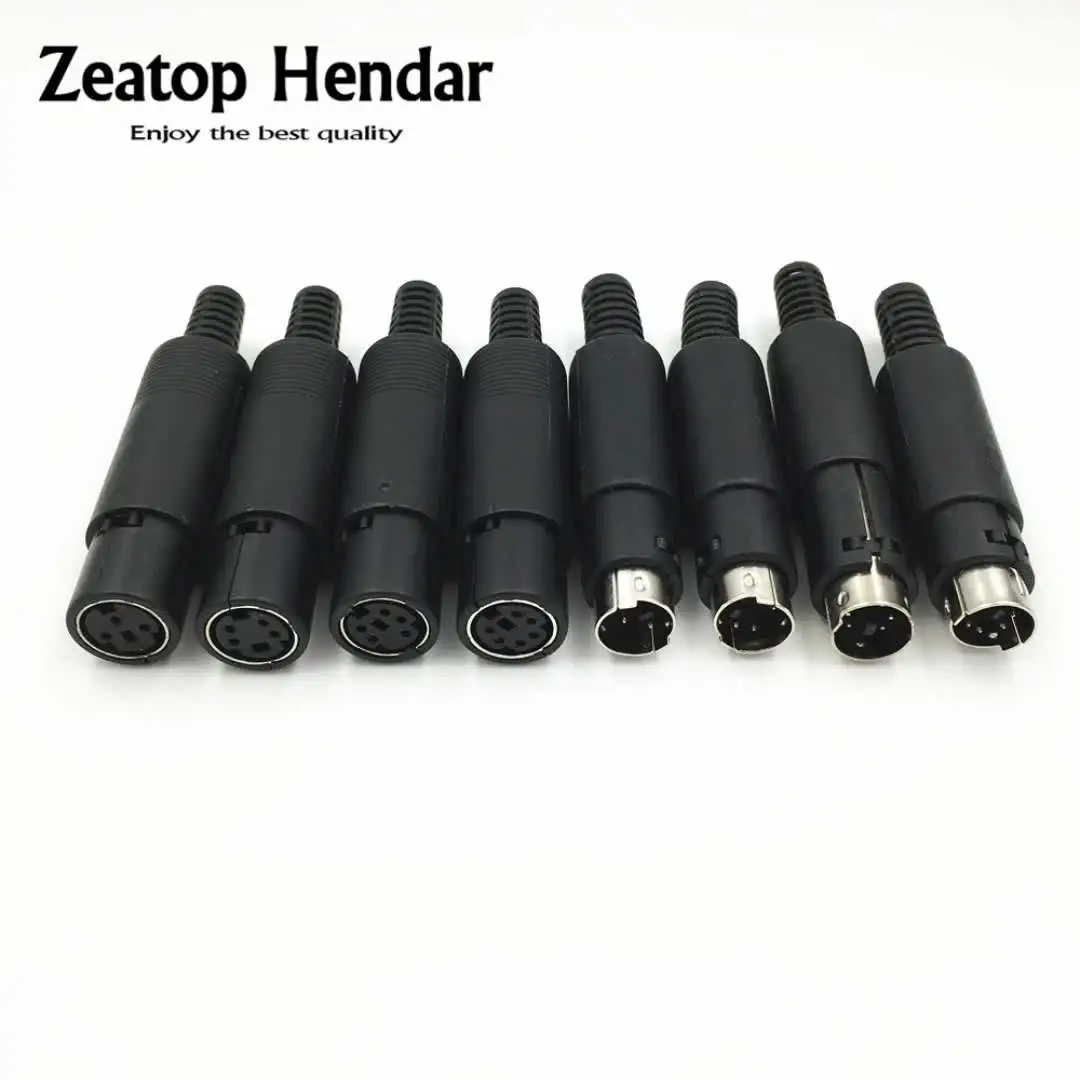 Conectores R DIN 3 4 5 6 7 8 Pines Macho Hembra Enchufe Conector De Soldadura Con Mango De Plastico~p146826315