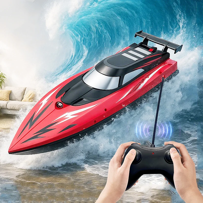 Bateau RC 2.4GHz rapide avec 2 batteries, jouet étanche pour piscine et lac