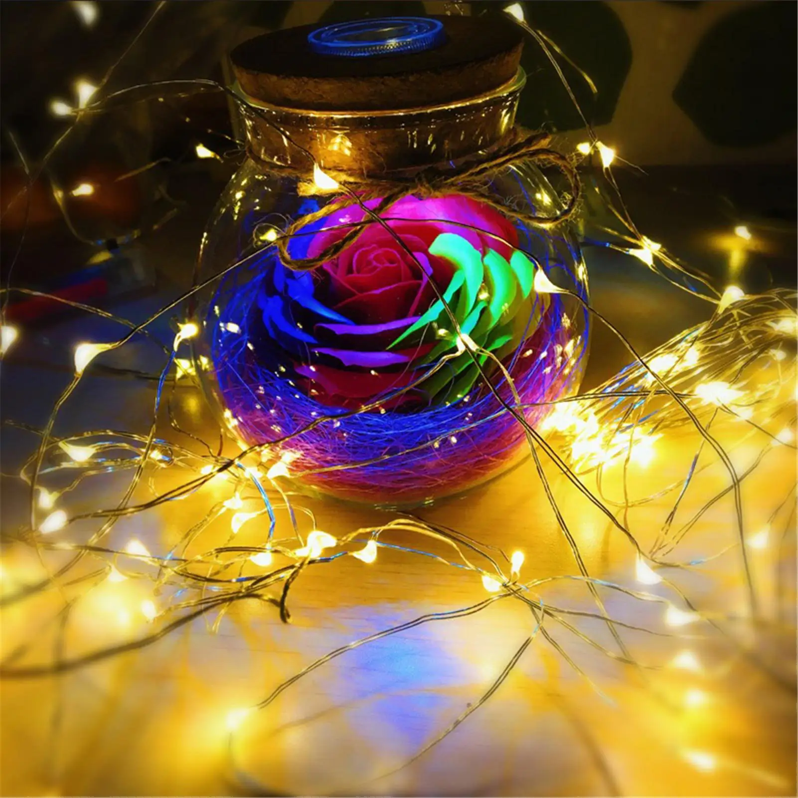 hot Fairy String Lights Decor 1m Festive Copper Wire Led String Lights Decor Twinkle Lights For Bedroom Living Room Garden Yard