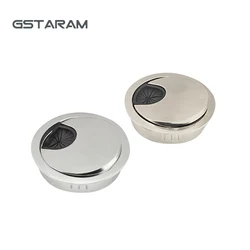 Aluminium Round Desk Cord Cable Hole Cover Grommet Wire Cable Grommet with Brush for Computer Desk Table Junction Box Cable