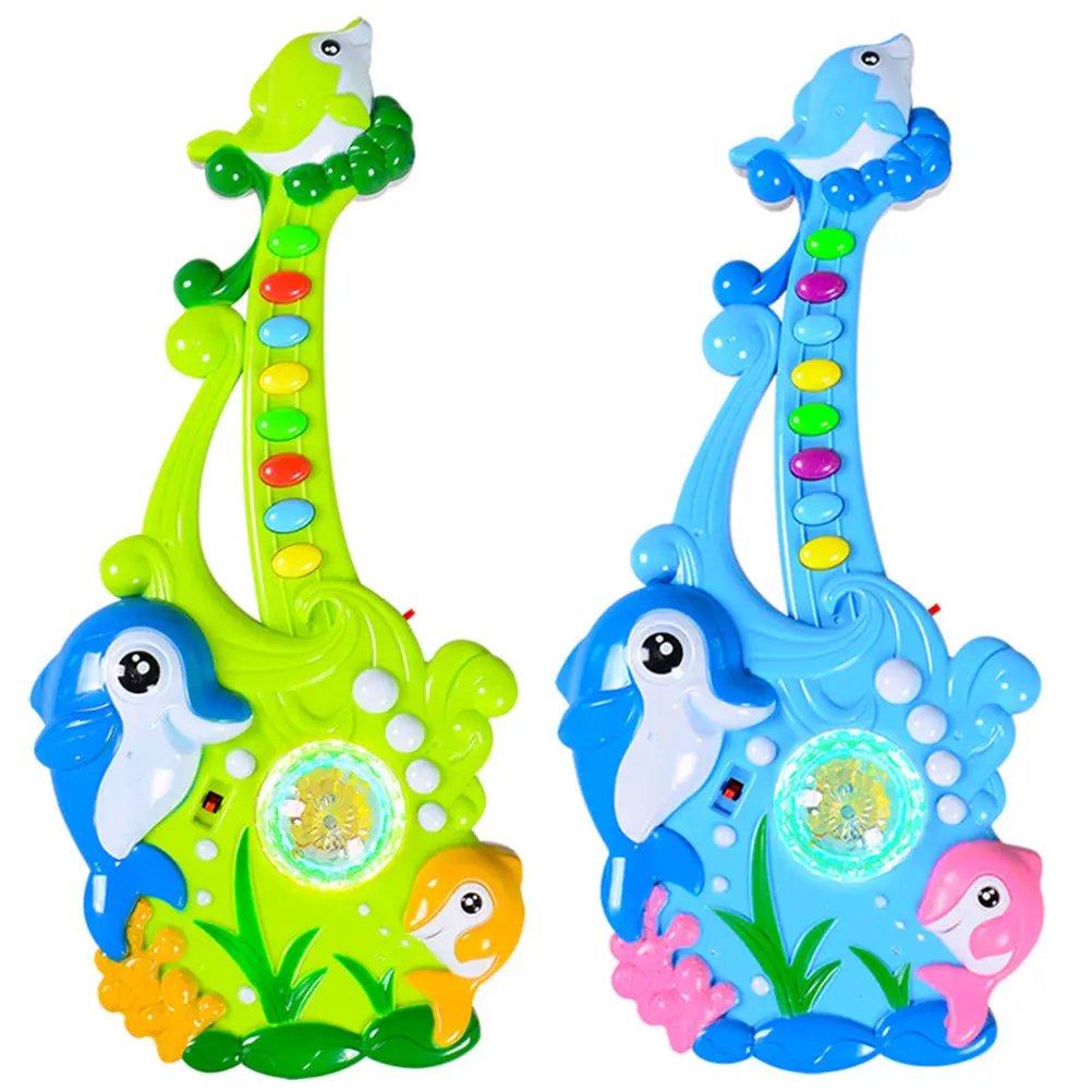 전기 음악 기타 0-3세 용 배터리 없이 연주 가능한 교육용 악기 무작위 색상 내구성 있는 플라스틱