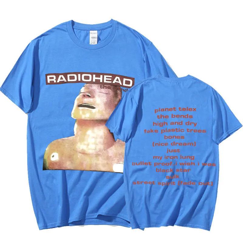 Vintage Rock Band Radiohead T Shirt Men 100% Cotton T-shirts Hip
