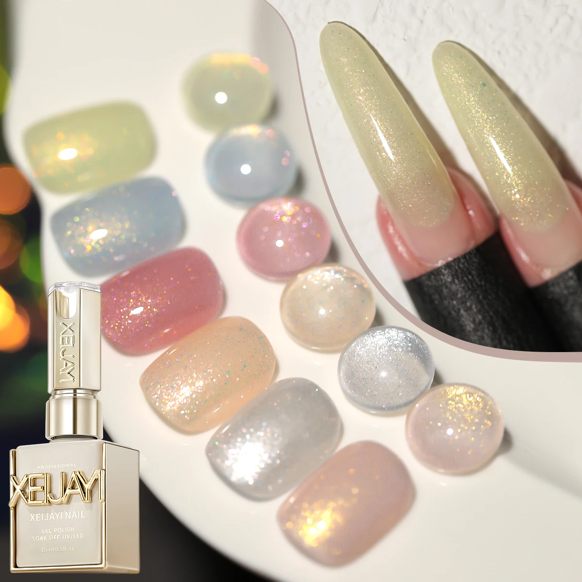 XEIJAYI 6개입 15ml 젤 네일 폴리쉬 세트, UV LED 쏙 오프 젤, 반영구, DIY 살롱 품질 네일 아트 젤 (봄용)