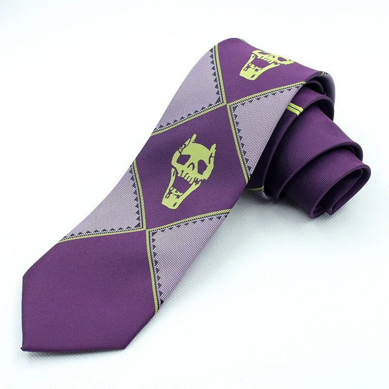 Anime Necktie JoJos Kira Yoshikage Cosplay Skull Neck Heavens Door Prop