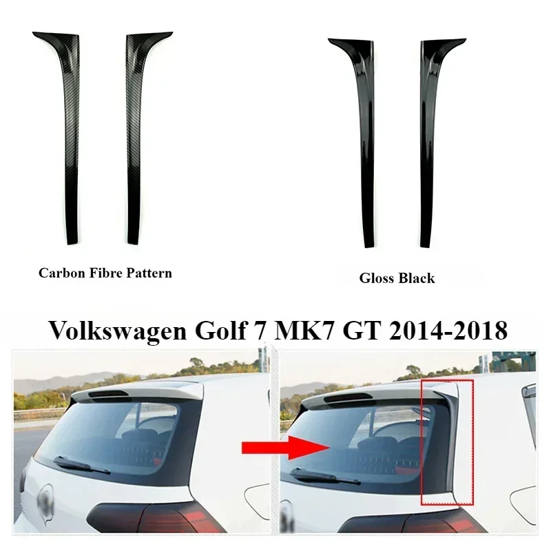 2pcs Rear Window Side Spoiler Wing Trim Lip Canards Splitter For Volkswagen VW Golf 7 MK7 Rline 2014 2015 2016 2017 2018