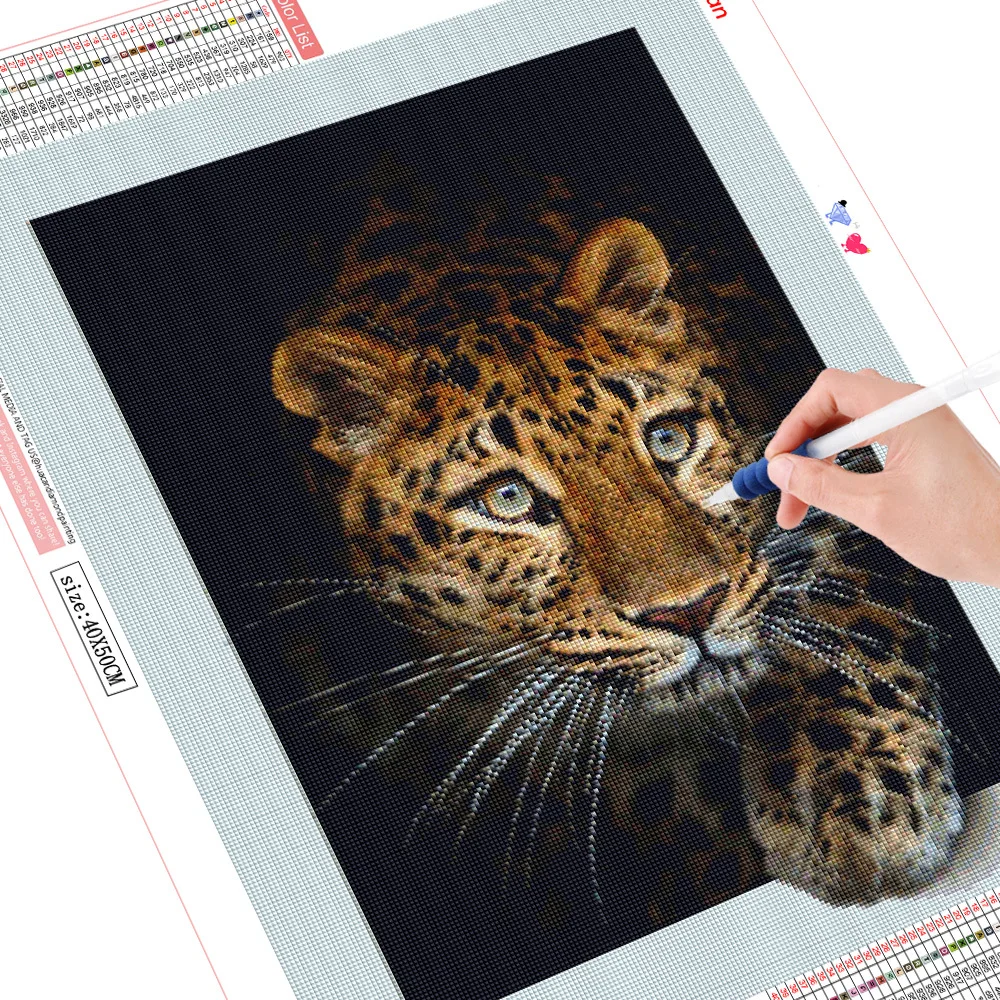 HUACAN 5D DIY Diamond Painting Leopard Full Square Round Diamond Mosaic Tiger Animal Cross Stitch Embroidery Kit Home Decor