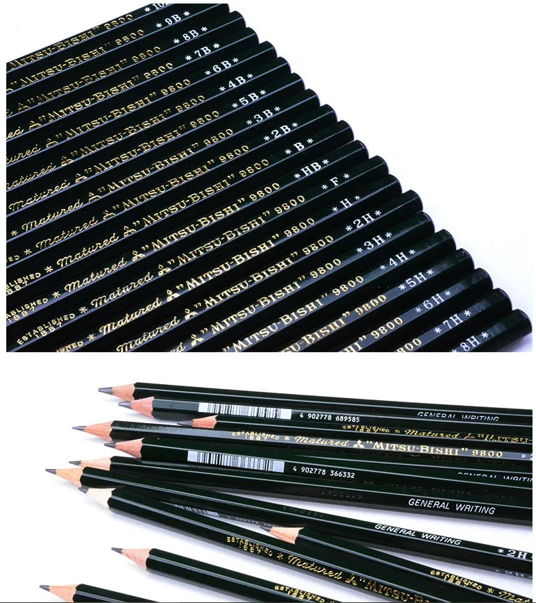 3 pcs Uni Mitsubishi Matured Micro Graphite Lead Pencil 9800 Japan