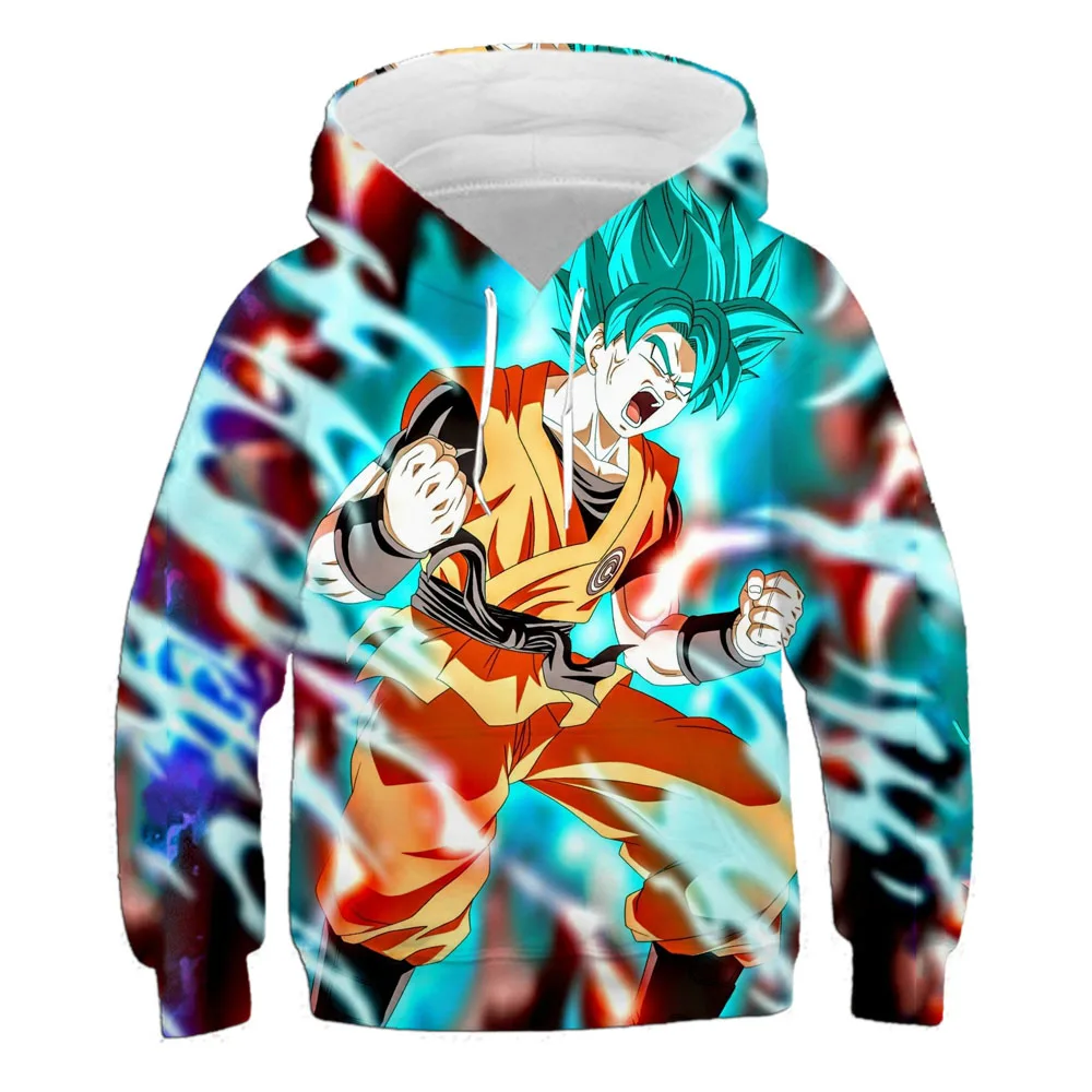 Blusa de Frio Moletom Full Goku Criança Desenho Anime com Capuz