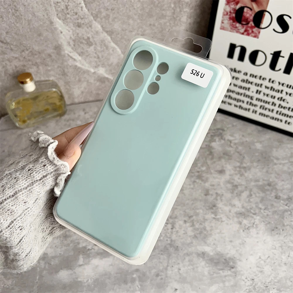 Solid Color Liquid Silicone Shockproof Case with Camera Lens Protection and Box