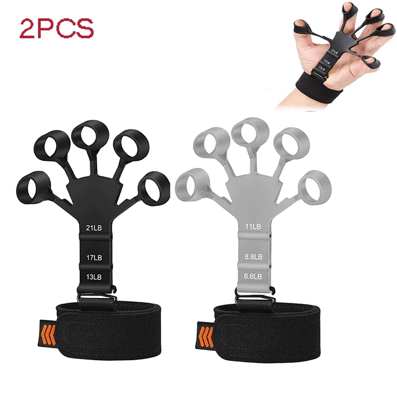 2pcs Silicone Gripster Grip Strengthener Finger Stretcher Hand Grip