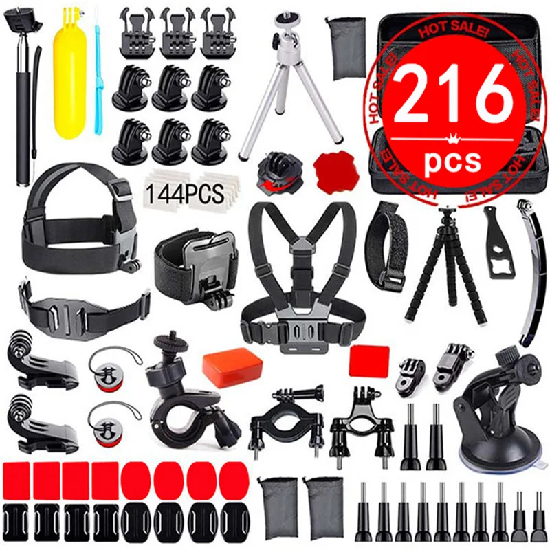 77-En-1pour gopro accessoires ensemble de montage compatible avec go pro  hero 9 8 7 6 yi 4k mijia insta360 caméra d'action