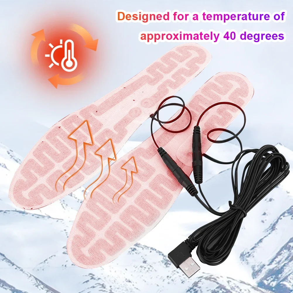 USB Heated Insoles Size 35-45 DIY Customizable Electric Heated Shoes Pad Heating Insole for Outdoor Skiing Winter Foot Warmers