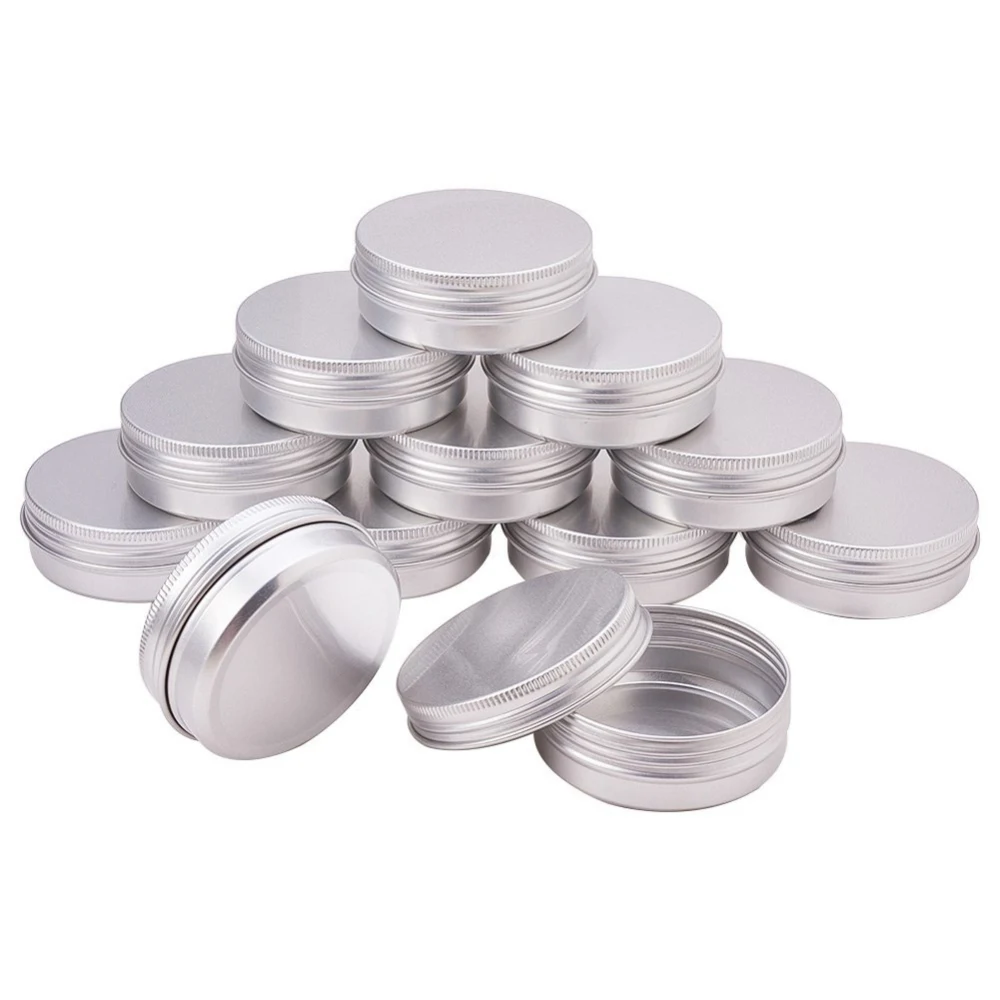 

5pcs/lot Round Aluminium Cans 60ml Empty Metal Jars with Screw Lid for Crafts Beads Containers Jewelry Parts Storage Boxes