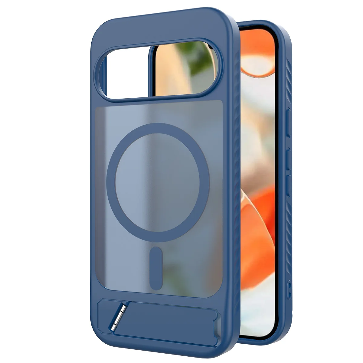 Luxury Magnetic Folding Stand Translucent Phone Case with Magsafe Wireless Charging Compatibility and Matte Armor Finish