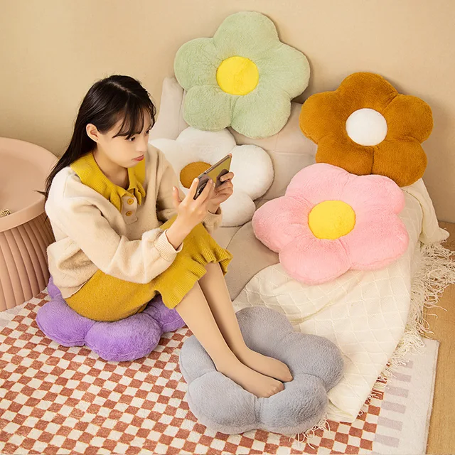 Coussin en tissu de forme circulaire à fleurs, avec sieste douce, pour bureau, salle de classe, chaise, canapé, chambre à coucher, sol d'hiver épais 3