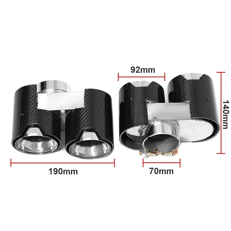 Quad Carbon Fiber Style Exhaust Tips For BMW G22 G23 G26 M440i (2019+) - Silver, Stainless Steel, Easy Install