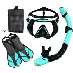 Enhanced Snorkel and Diving Mask Set (Lake blue black)