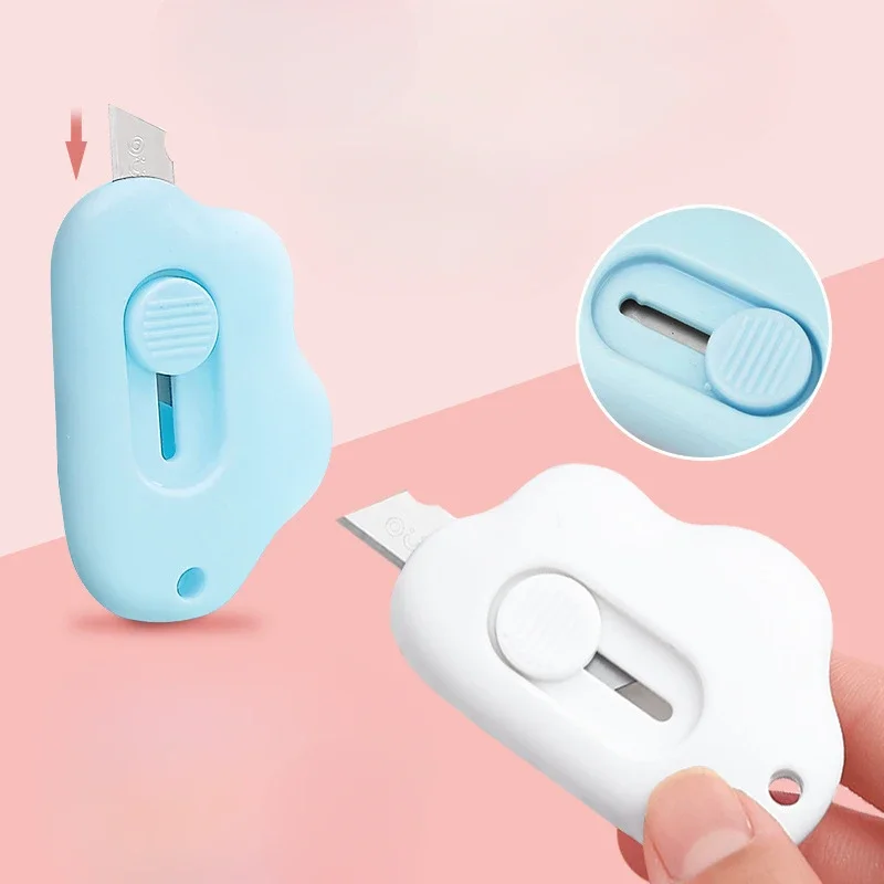 Cute Cloud Color Mini Portable Utility Knife Paper Cutter Cutting Paper Razor Blade Office Stationery Cutting Supplies utility knife paper cutter craft cutting knife